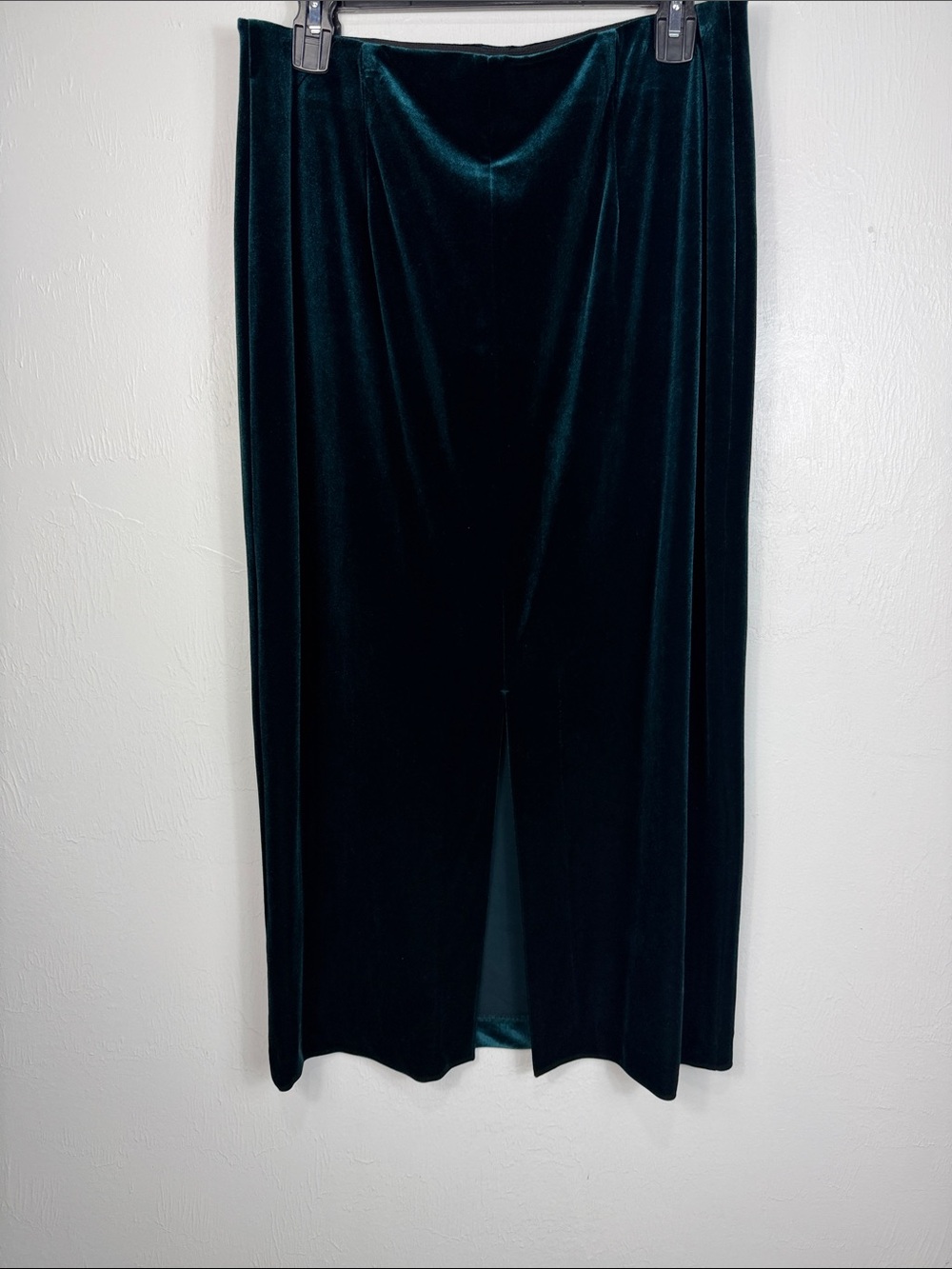 Alex Marie Green Velvet Maxi Skirt Back Slit Formal Evening Size 12 - Picture 4 of 8